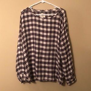 LOFT softened plaid blouse